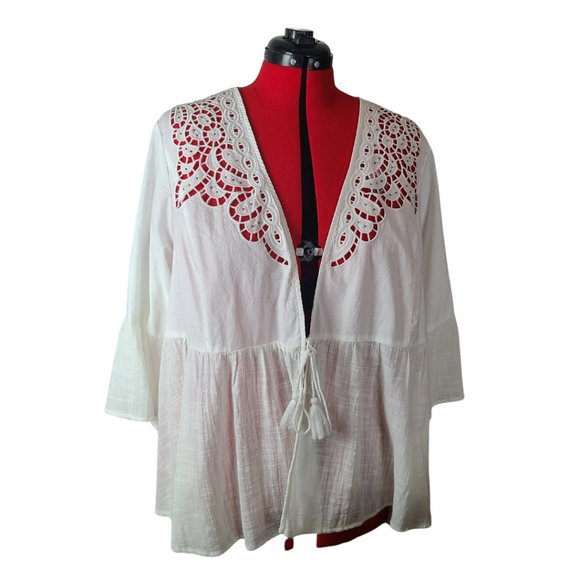 Torrid Jackets & Blazers - Torrid Ivory Embellished Shirt Jacket NWOT